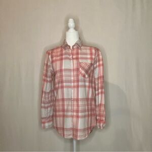Aeropostale Plaid Button-Up Shirt in Pink and Cream Flannel Cozy Button Down XS